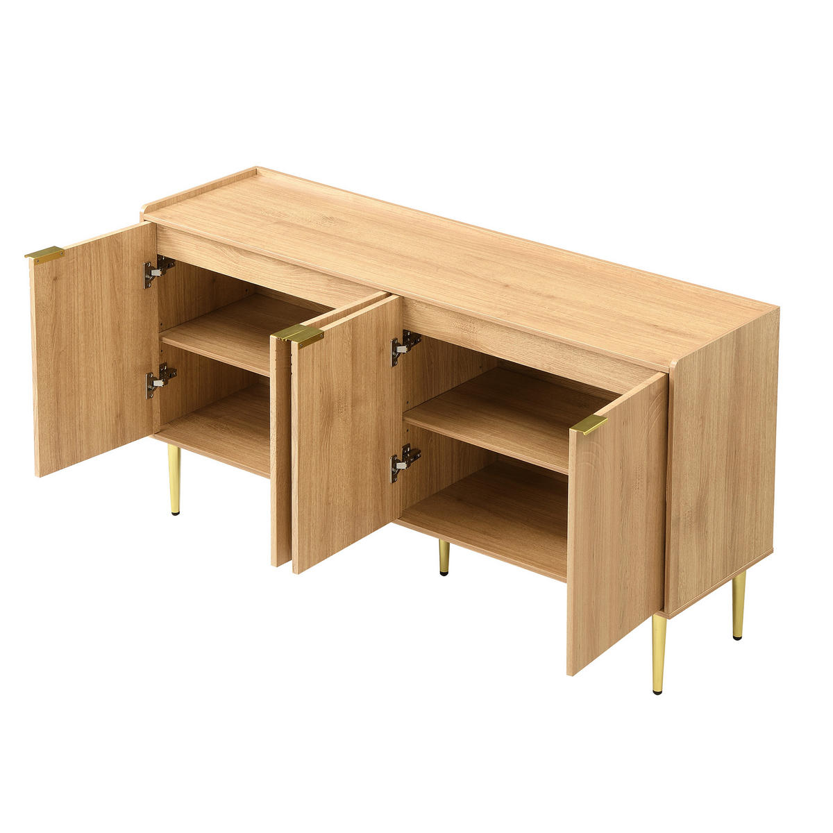 SIDEBOARD 140 cm in Natur Holzoptik mit 3D-Bogenfronten - Eiche San Remo/Naturfarben, Holzwerkstoff (140/75/38cm) - Urban Meuble