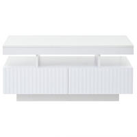 COUCHTISCH 100/50 cm mit 2 Schubladen und LED-Beleuchtung in Weiß - Weiß, Holzwerkstoff (100/50/45cm) - BEAOK