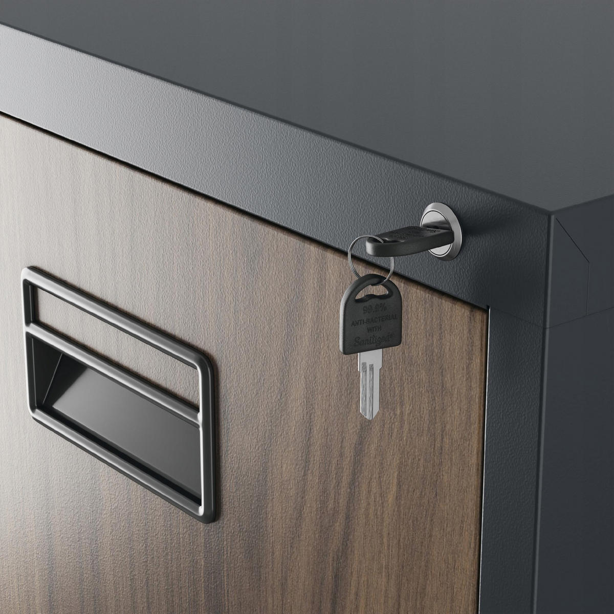 AKTENSCHRANK SARA V4 - Anthrazit/Nussbaumfarben, Metall (46/132/62cm) - Jan Nowak