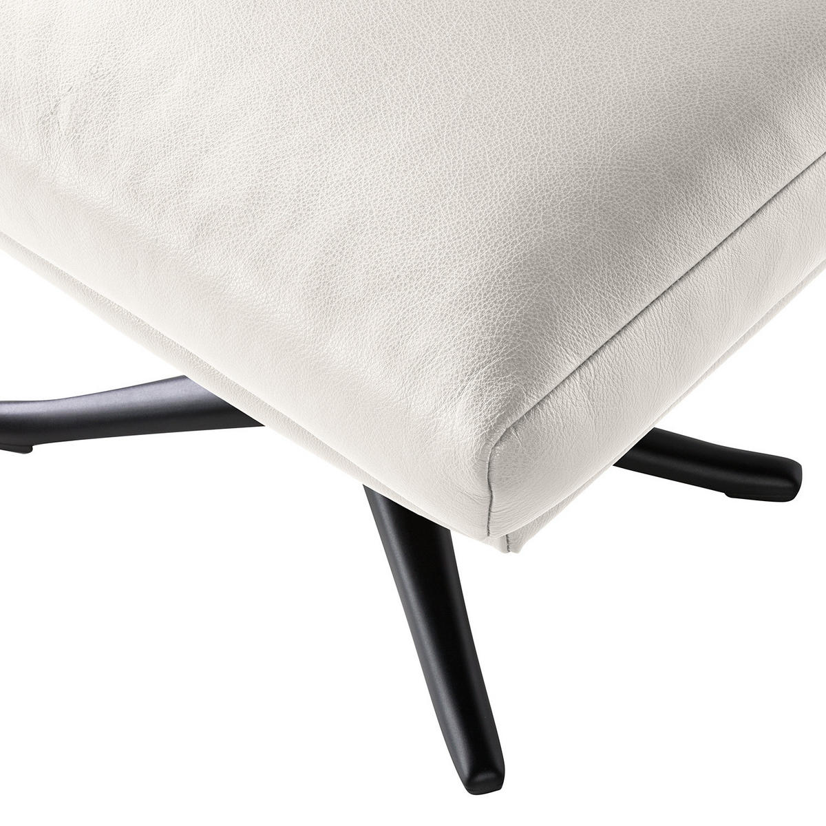 HOCKER mit Kreuzfuß - Schwarz/Weiß, Leder/Metall (54/41/41cm) - home24