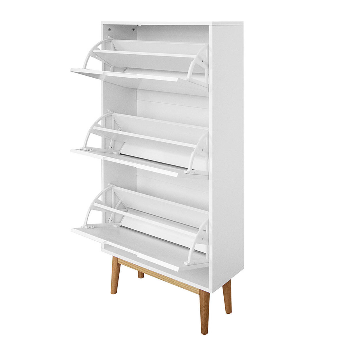 SCHUHKIPPER - Eichefarben/Weiß, Eichenholz/Holz (63/130/24cm) - home24