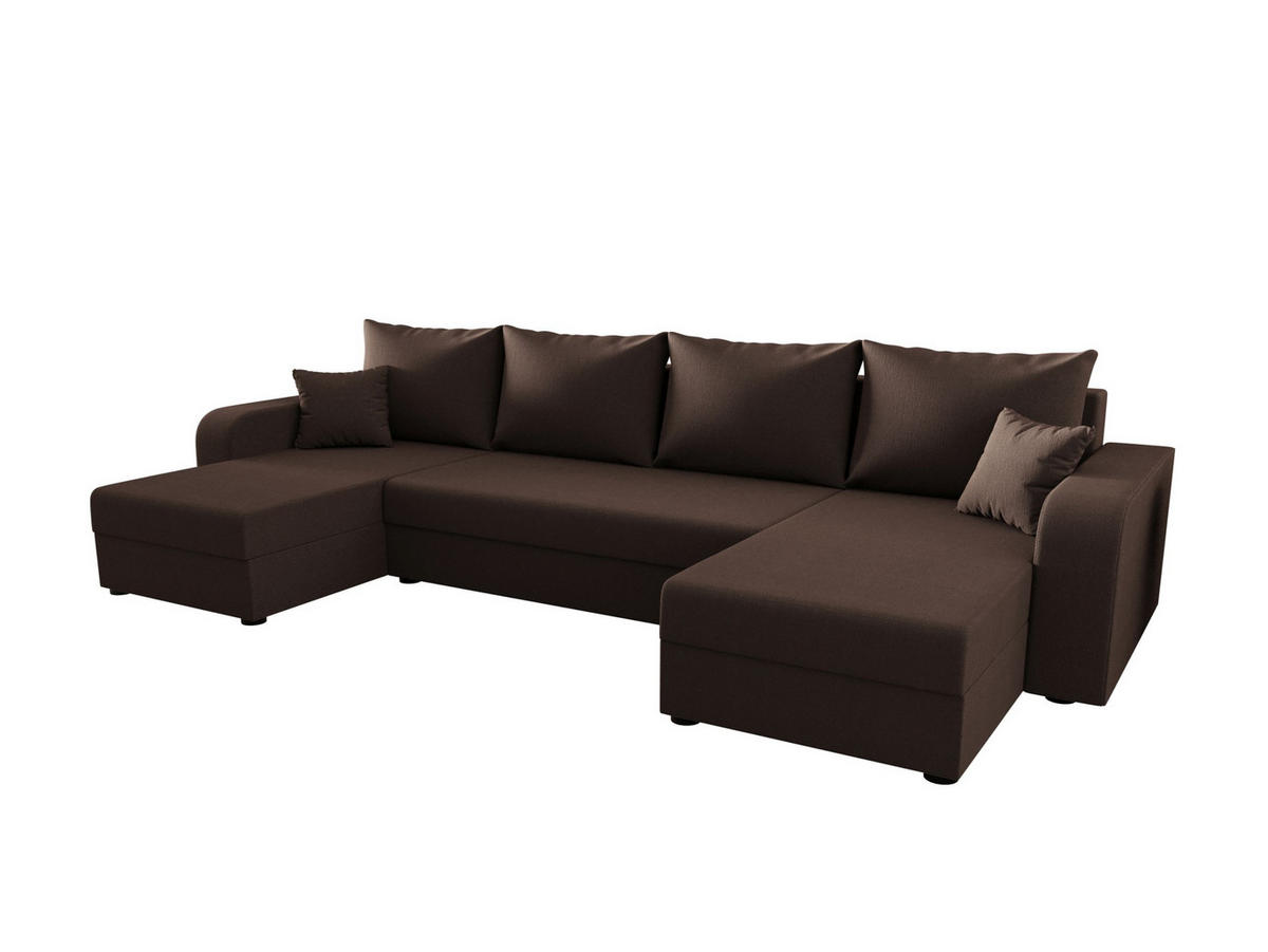 WOHNLANDSCHAFT HEWLET U BIS Cosmic 800 mit Schlaffunktion - Braun, Textil (305/90/140cm) - Bedante