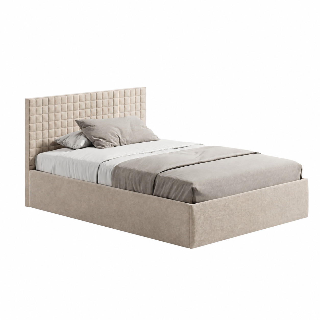 POLSTERBETT VARDO-Stoff H2 Matratze 140x200 cm in Beige - Beige, Textil (140/200cm) - Home Collective