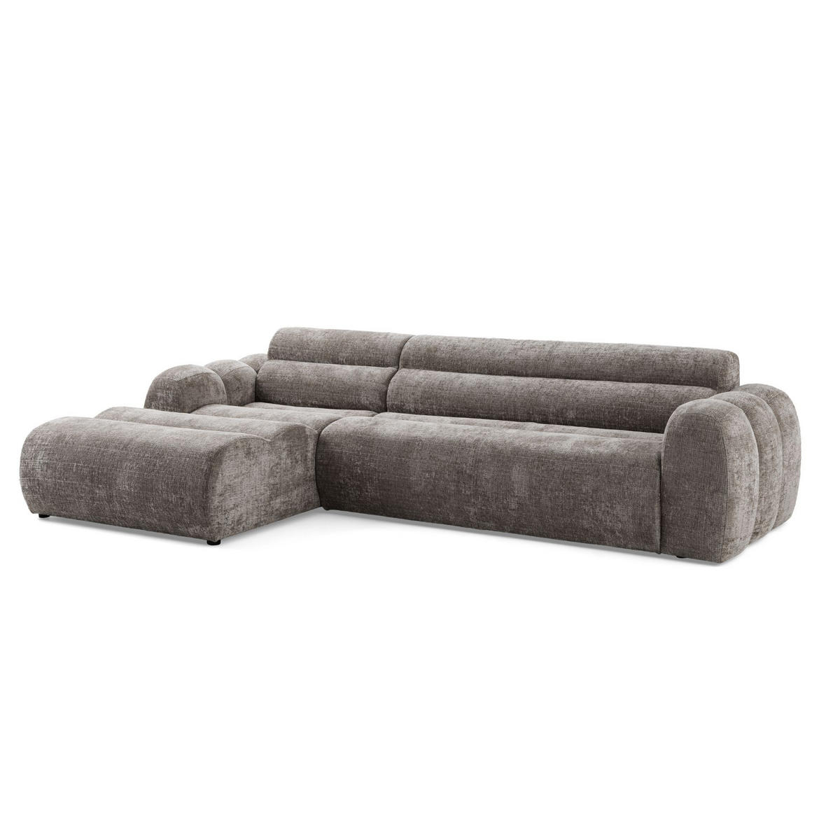 4-SITZER modulares Ecksofa VEER SET 1 Links, 298 x 175 cm, Chenille Webstoff Braun - Schwarz/Braun, Holz/Kunststoff (298/175cm) - Muffo