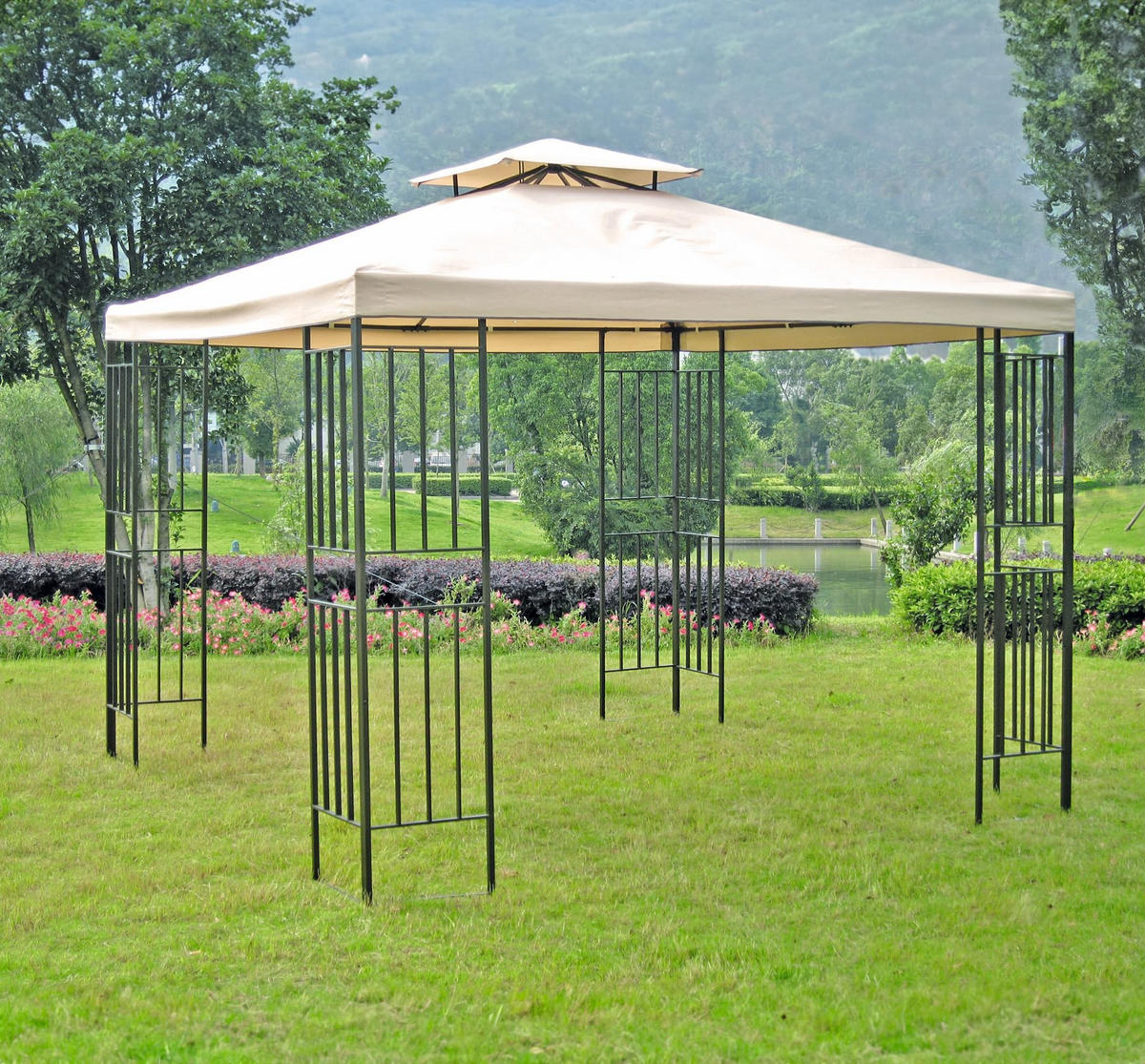 PAVILLON Roland Schwarz Stahl Gartenpavillon Gartenlaube - Schwarz, Metall (300/260/300cm) - DELUKE