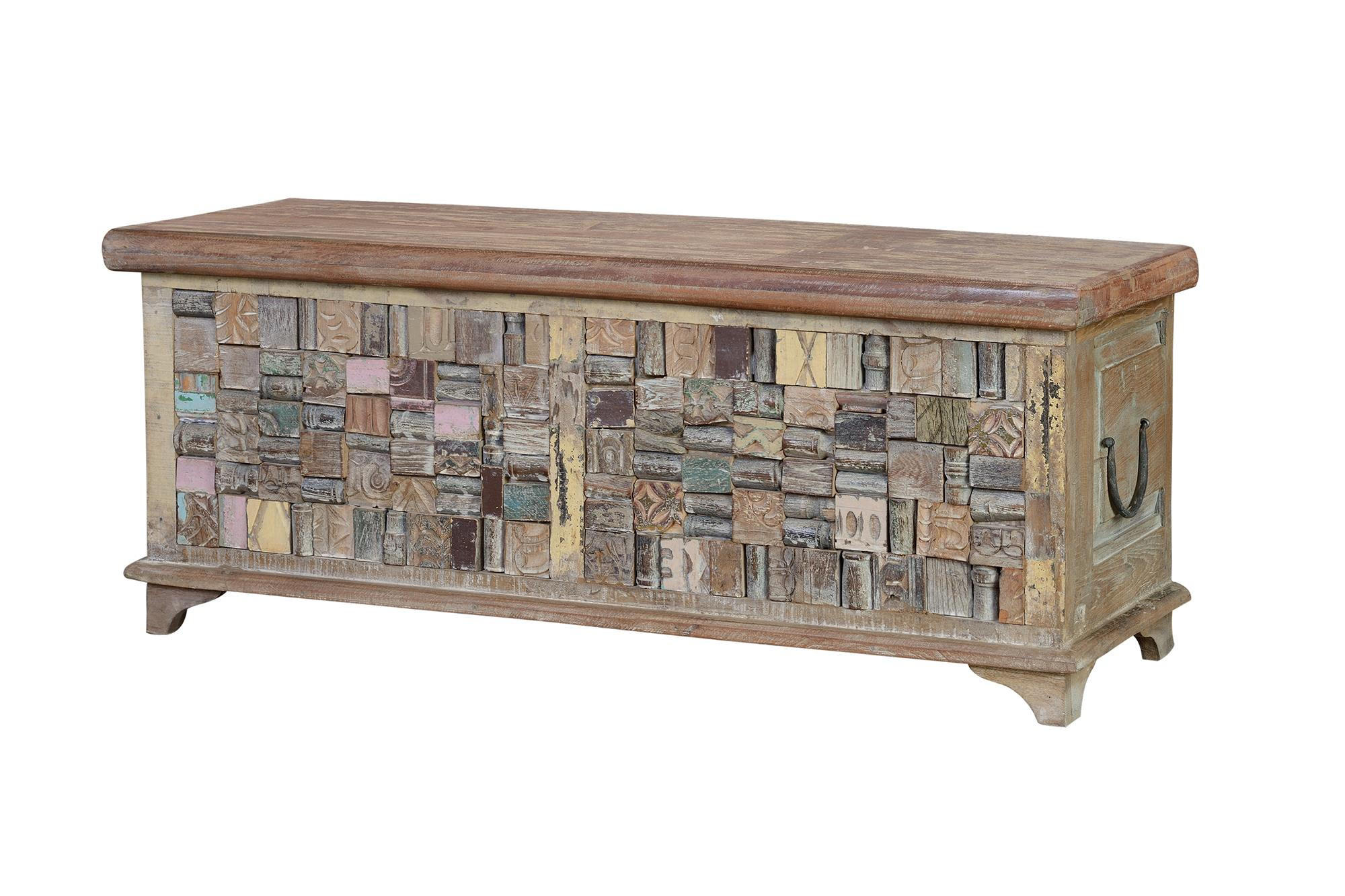 TRUHE aus Mangoholz - Chromfarben, Holz (106/41/42cm) - Giner y Colomer