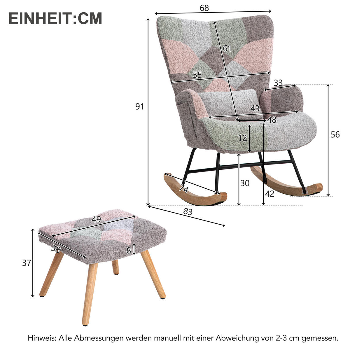 SCHAUKELSTUHL Hellgrau - Hellgrau, Textil (83/93/48cm) - Urban Meuble