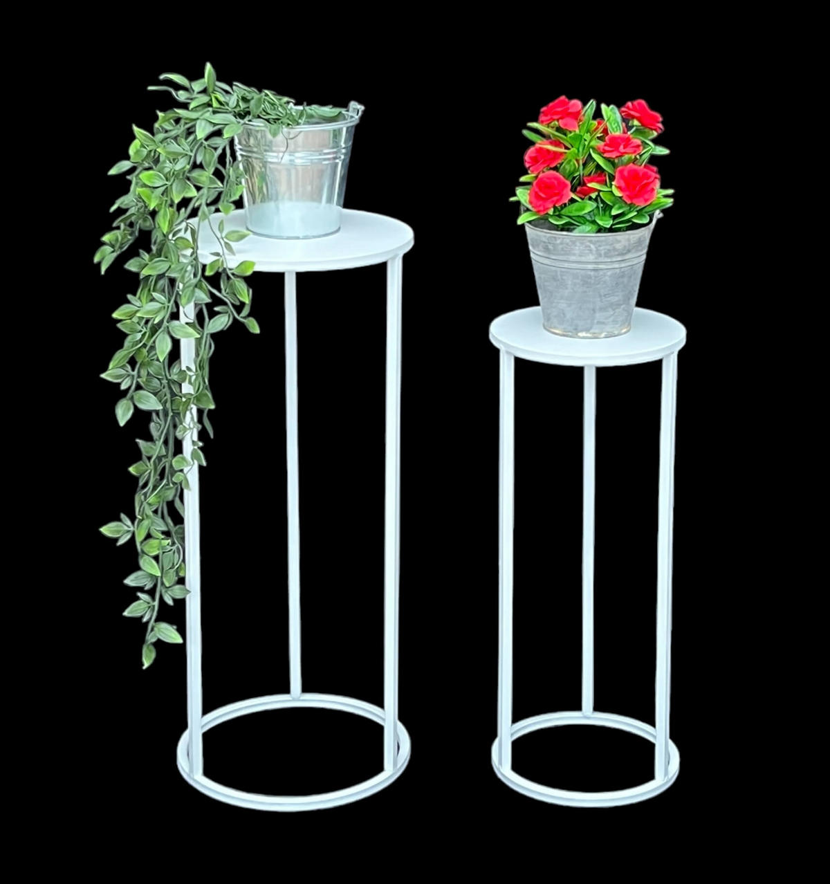 BLUMENHOCKER Metall Weiß Rund 2er Set - Weiß, Metall (20/50/20cm) - DanDiBo