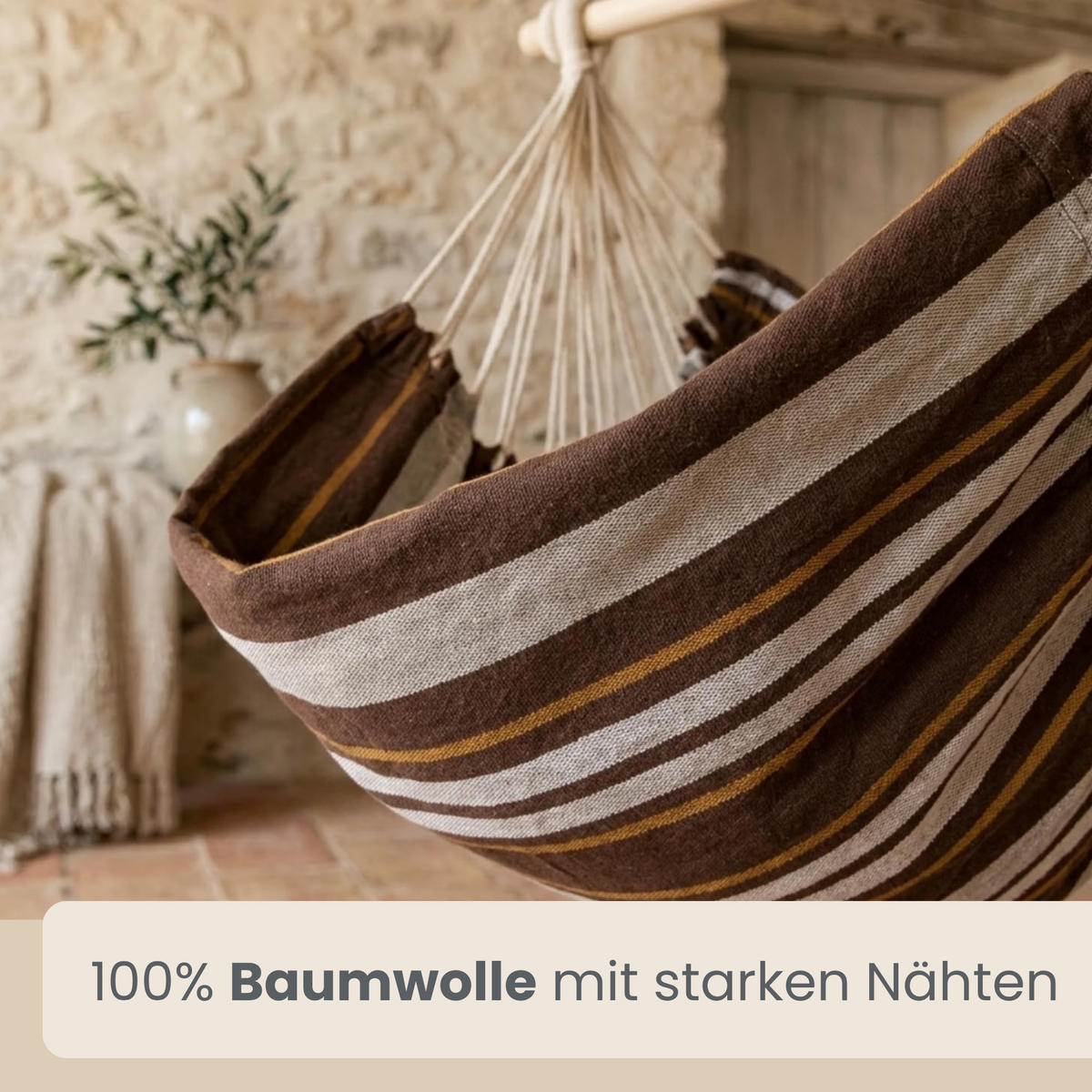 XL HÄNGESTUHL mit Gestell 210/140 cm , Rotbraun/Schwarz - Braun, Metall (140/210/160cm) - Amanka