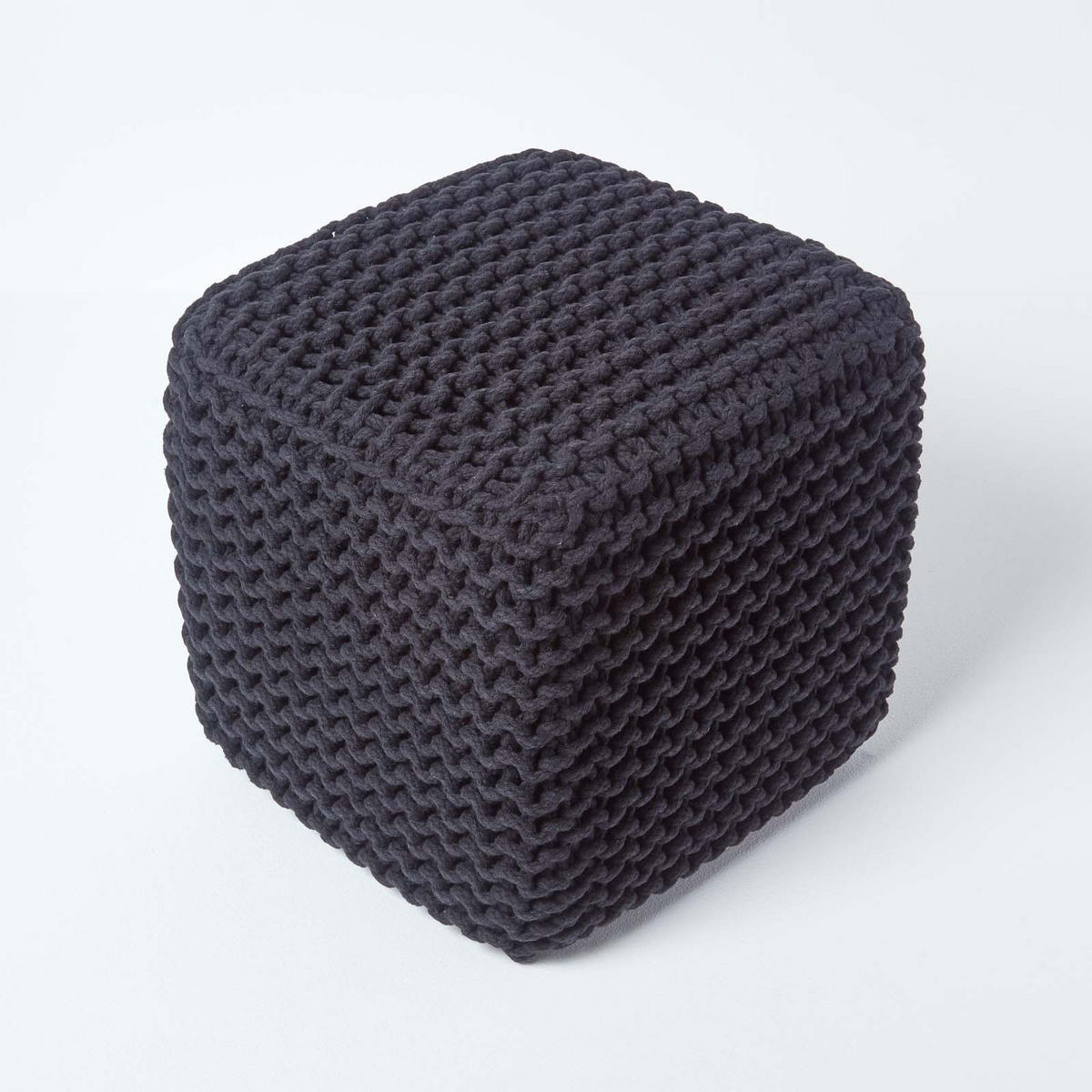 STRICK-POUF schwarz, Sitzwürfel 35/35/35 cm - Schwarz, Textil (35/35/35cm) - Homescapes