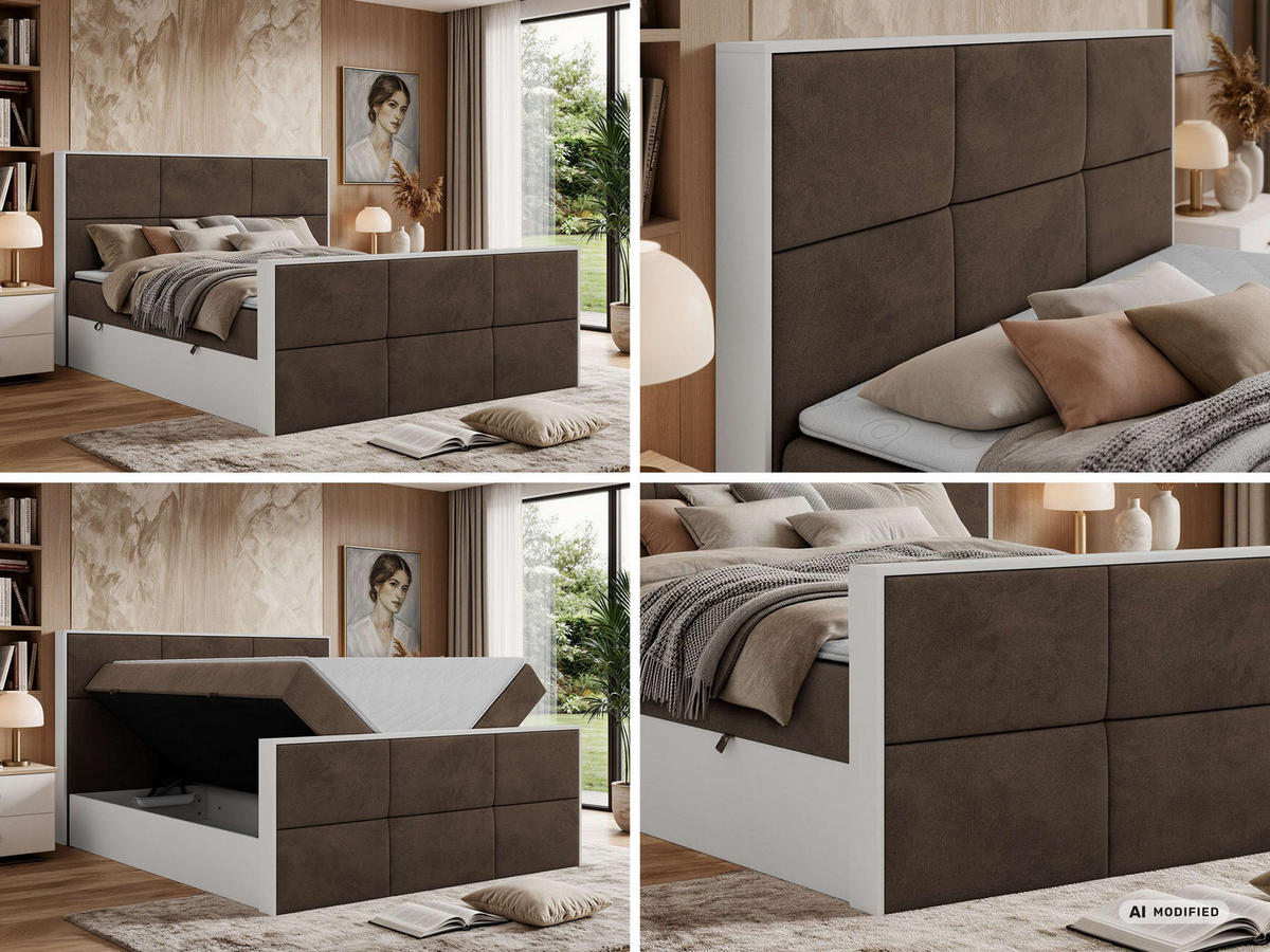 KONTINENTÁLNÍ POSTEL DELVIT DUO 140/200 - Hnědá Samet - Topper Visco - H3 - černá/hnědá, textil/plast (140/200cm) - MKS