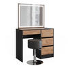 SCHMINKTISCH Sherry Anthrazit 90 x 75 cm mit LED-Spiegel und Hocker - Anthrazit/Eiche Wotan, Holzwerkstoff (90/75/40cm) - Vicco