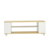 LOWBOARD DE-40509 Mit Rollen und Wandmontage-Option Weiß/Natur - Weiß, Holzwerkstoff (120/38.5/40cm) - ComfortXL