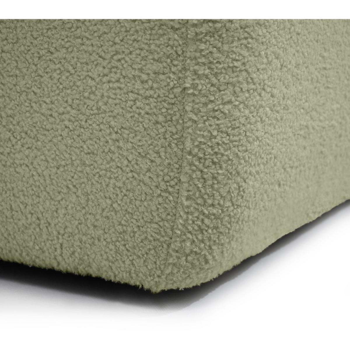 WOHNLANDSCHAFT Noel mit Schlaffunktion, Grün, Bouclé-Stoff - Grün, Holzwerkstoff (375/93/163cm) - Beautysofa