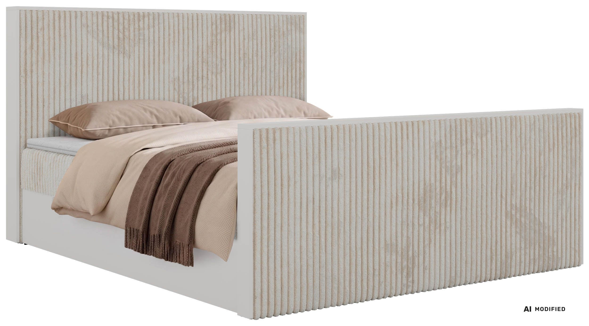 KONTINENTÁLNÍ POSTEL TRAVIT DUO 180/200 - Béžová Manšestr - Topper Visco - H3 - černá/béžová, textil/plast (180/200cm) - MKS