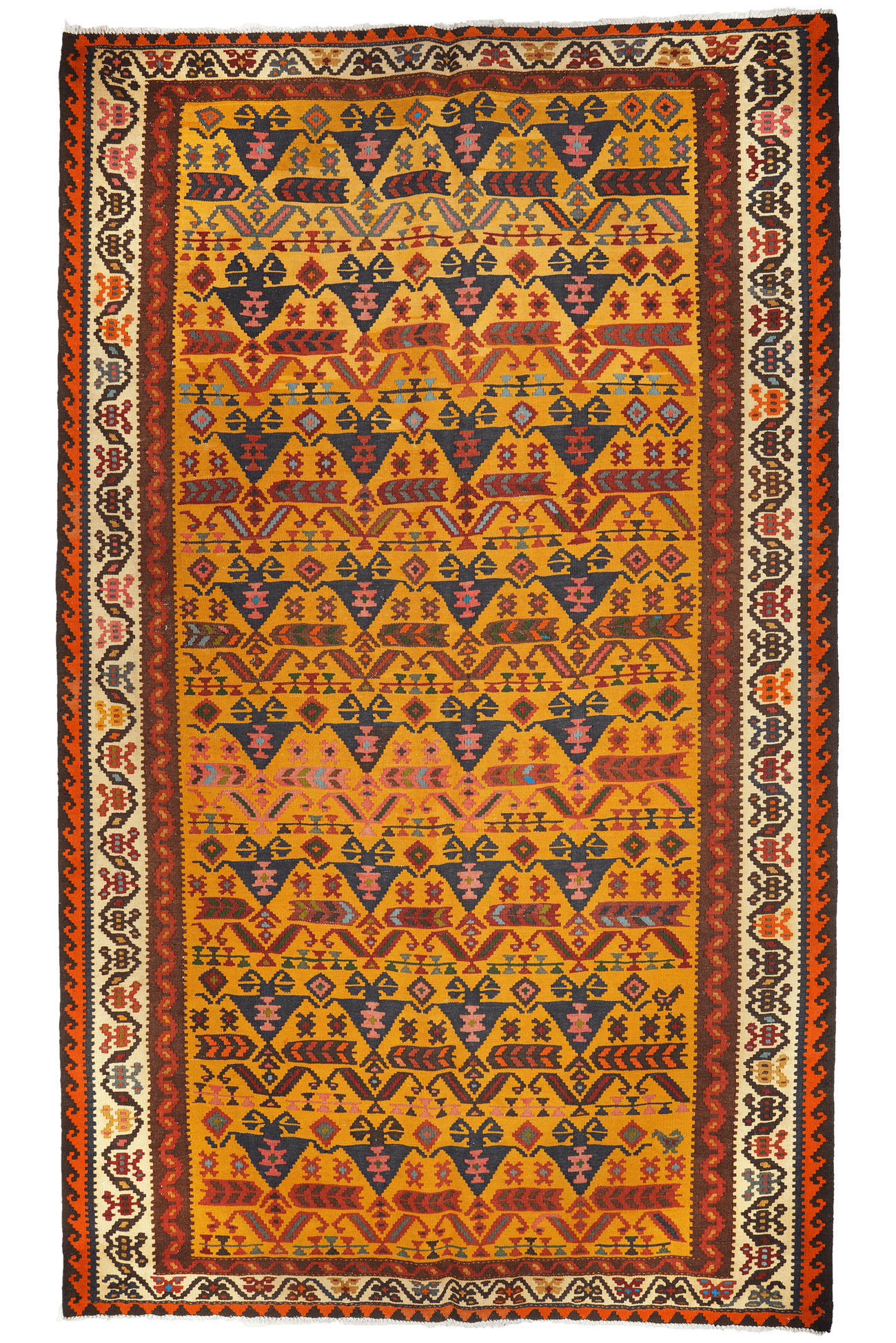 HANDWEBTEPPICH KELIM Ardebil Gelb 306/184 cm Schurwolle - Gelb, Textil (184/306cm) - Looma