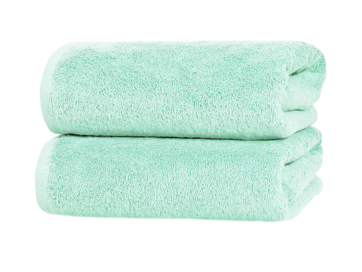 BADETUCH, 2er-Set, 100x150 cm, 100% Baumwolle, Grün - Grün, Textil (100/150cm) - Zollner
