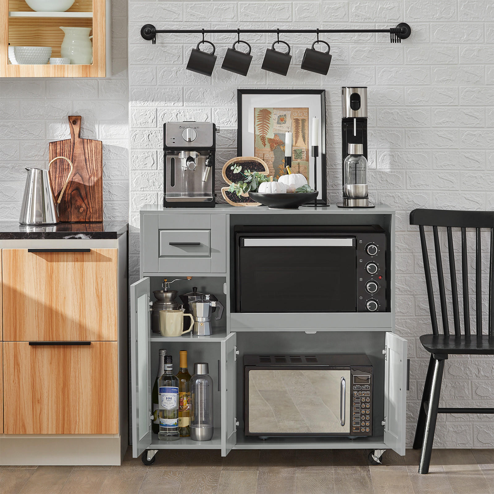 MIKROWELLENSCHRANK Grau - Grau, Holzwerkstoff (89/89/40cm) - SoBuy