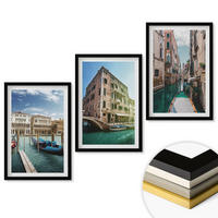 WANDBILDER 3er-Set - 40x60 cm Schwarzer Rahmen - Architektur der Kanäle von Venedig - Schwarz, Kunststoff (40/60cm) - ArtPrintCave