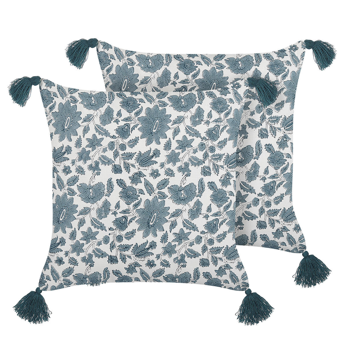 DEKOKISSEN 2er-Set Cremeweiß 45/45 cm Rumex - Ecru, Naturmaterialen/Textil (45/45cm) - Beliani