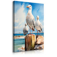 LEINWANDBILD Abstrakte Möwen Vor Dem Meereshintergrund 40x60cm - Blau/Beige, Textil (40/60cm) - Muralo