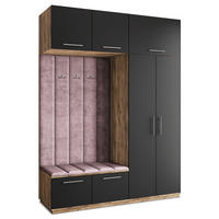 GARDEROBENSCHRANK REMA 180/240/60 cm Modern Garderobe-Set Eiche Lefkas - Eichefarben/Lila, Holzwerkstoff (180/240/60cm) - MASSENO