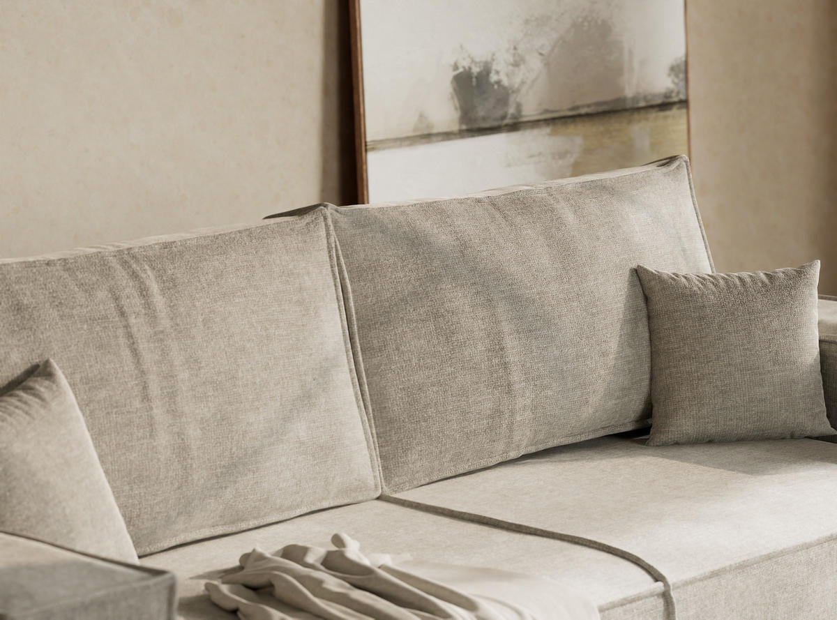 SOFA MIT SCHLAFFUNKTION Milos Grau Chenille-Stoff - Schwarz/Grau, Holz/Holzwerkstoff (255/70/105cm) - Maison de Reve