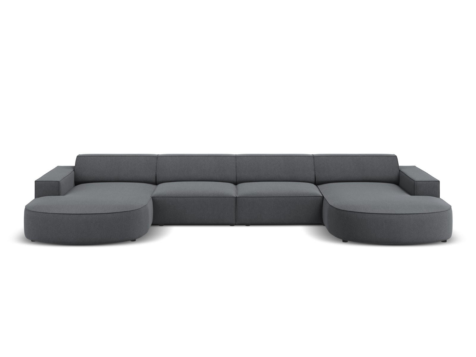 PANORAMASOFA Jodie aus strukturiertem Stoff dunkelgrau 6 Sitzplätze - Dunkelgrau, Textil (166/70/364cm) - Micadoni