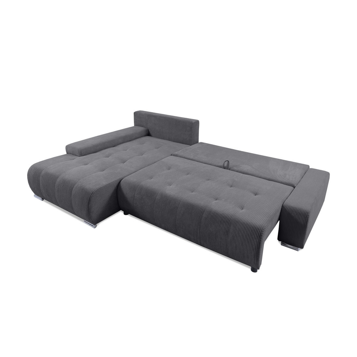 ECKSOFA mit Bettkasten Tragel L, Dunkelgrau - Grau, Textil (185/265cm) - Meblito