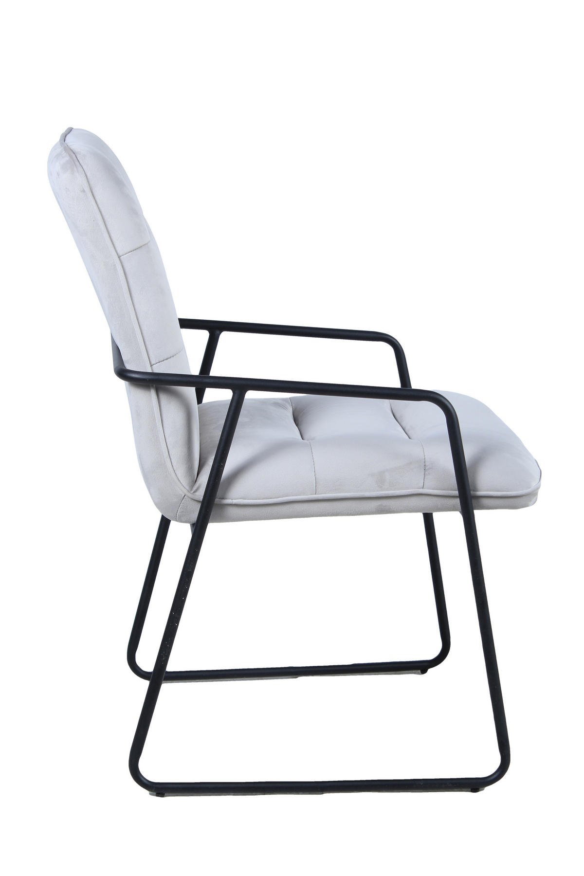 ESSZIMMERSTUHL Thea Samt - Sitzfläche und Rükenlehne gepolstert - 2er Set - Hellgrau, Metall (52/88/66cm) - TPFLiving