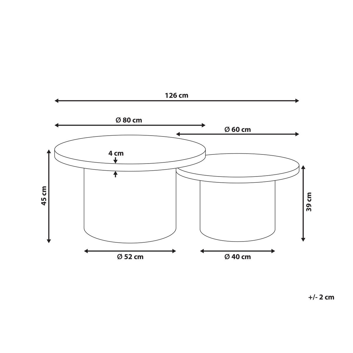 COUCHTISCH 2er Set Naturfarben Ilios - Naturfarben, Naturmaterialien (80/80/45cm) - Beliani