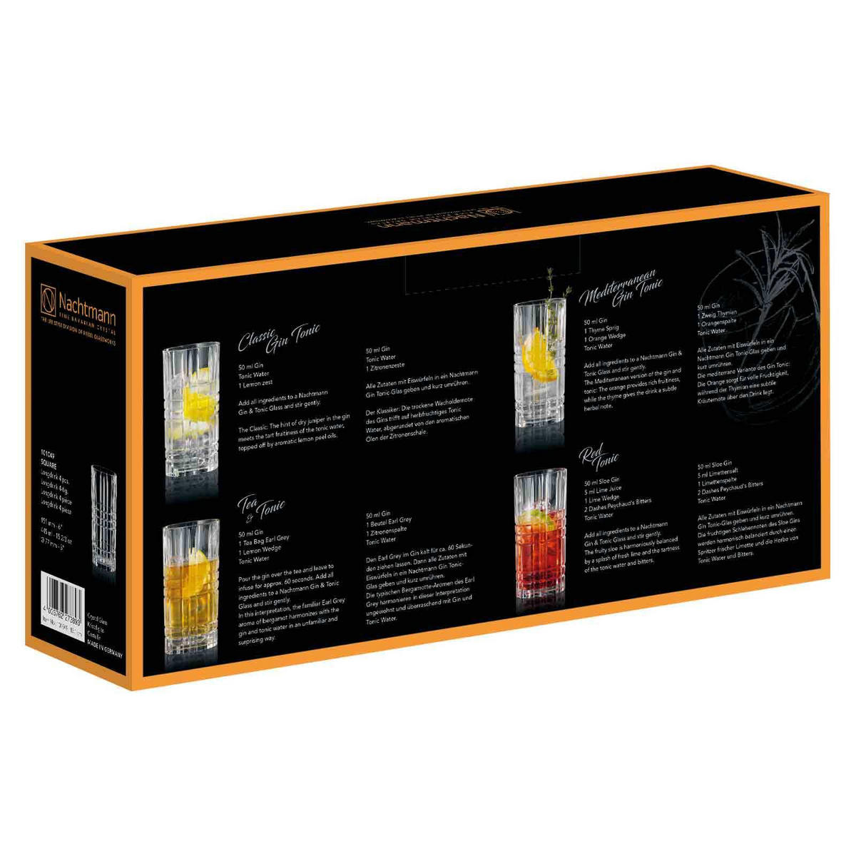 LONGDRINKGLÄSER Square transparent 445 ml 4er Set - Transparent, Glas (0.445L) - Nachtmann