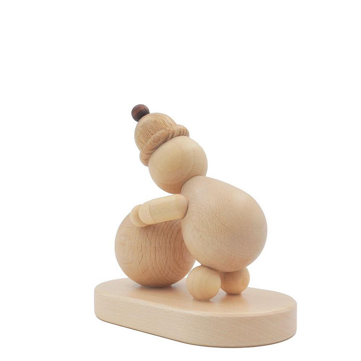 HOLZFIGUR Schneemann Junior mit Schneekugel unten auf Sockel 9 cm - Multicolor, Holz (9/1/0.1cm)