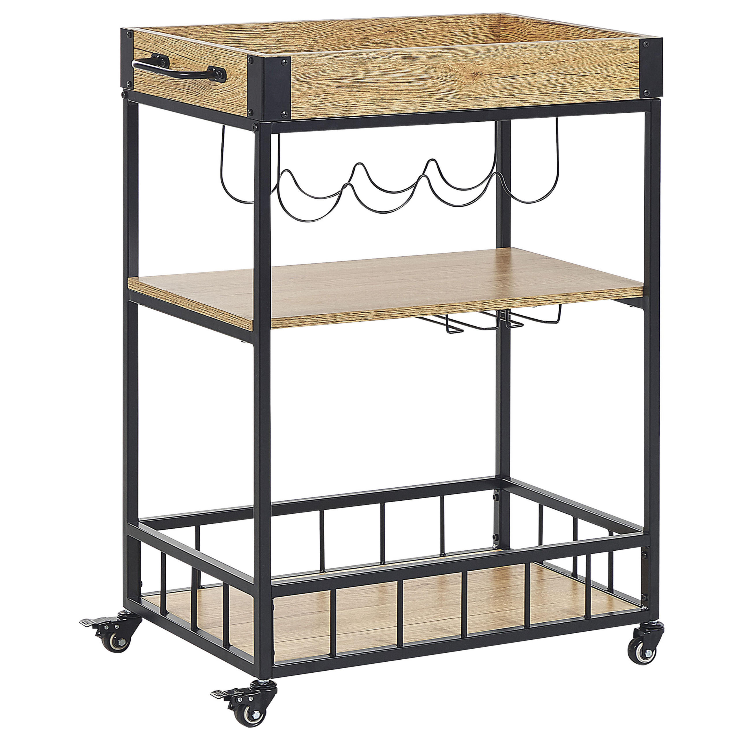 Beliani Servierwagen Schwarz, Braun 62x89x37 cm