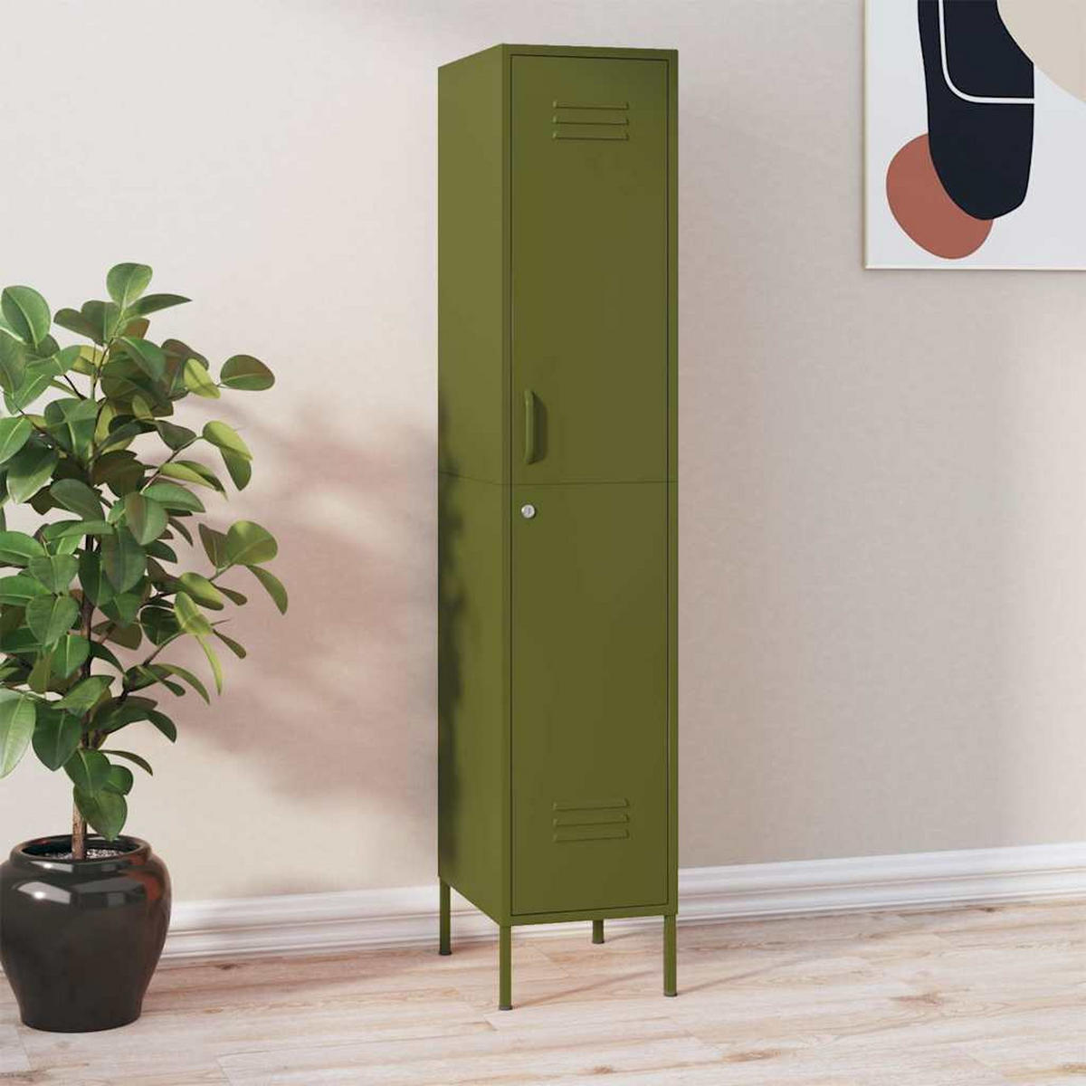 SCHLIESSFACHSCHRANK Olivgrün 35/46/180 Cm Stahl - Grün, Metall (46/180/35cm) - vidaXL