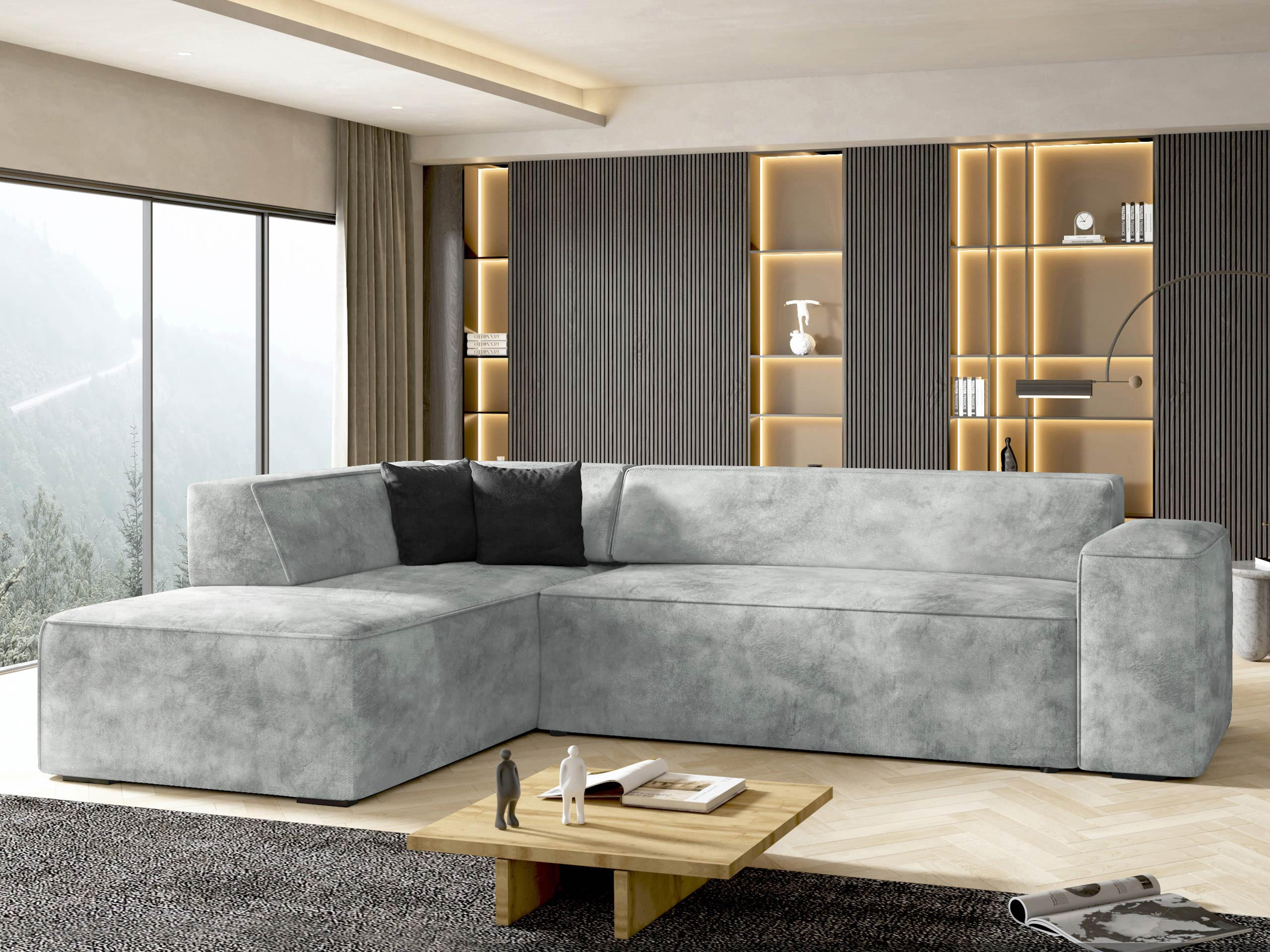 ECKSOFA Lordin Premium, Seite: Links - Hellgrau, Holz/Textil (267/205cm) - MIRJAN24