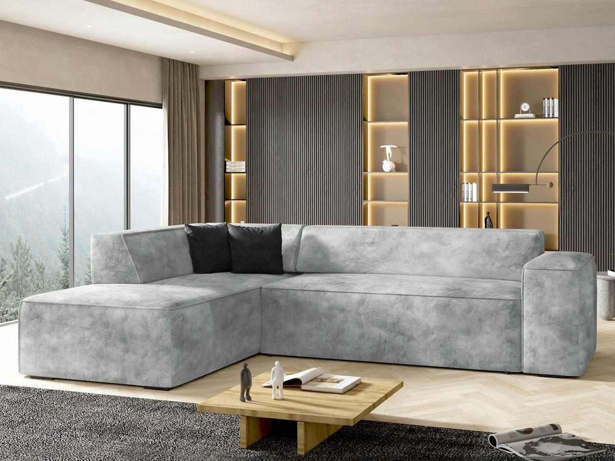 ECKSOFA Lordin Premium, Seite: Links - Hellgrau, Holz/Textil (267/205cm) - MIRJAN24