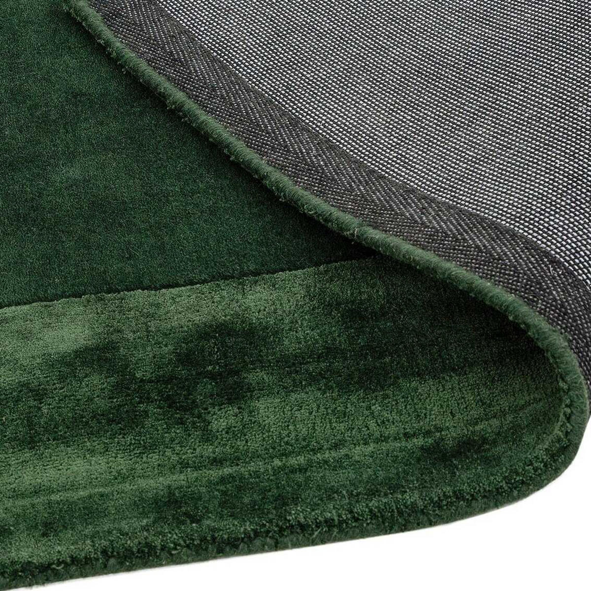 TEPPICH Wolle handgewebt einfarbig mit Viskosebordüre TYNE, Grün 200x290 cm - Grün, Textil (200/290cm) - KADIMA DESIGN