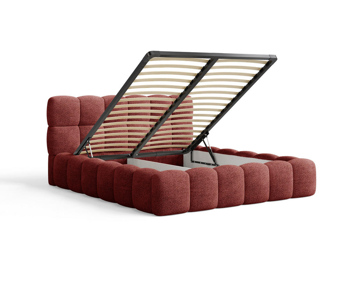 POLSTERBETT 19 - 140x200 cm – Arena – Bett mit Federmechanismus und Stauraum - Rot, Holz (140/200cm) - ROYAL24_MARKT