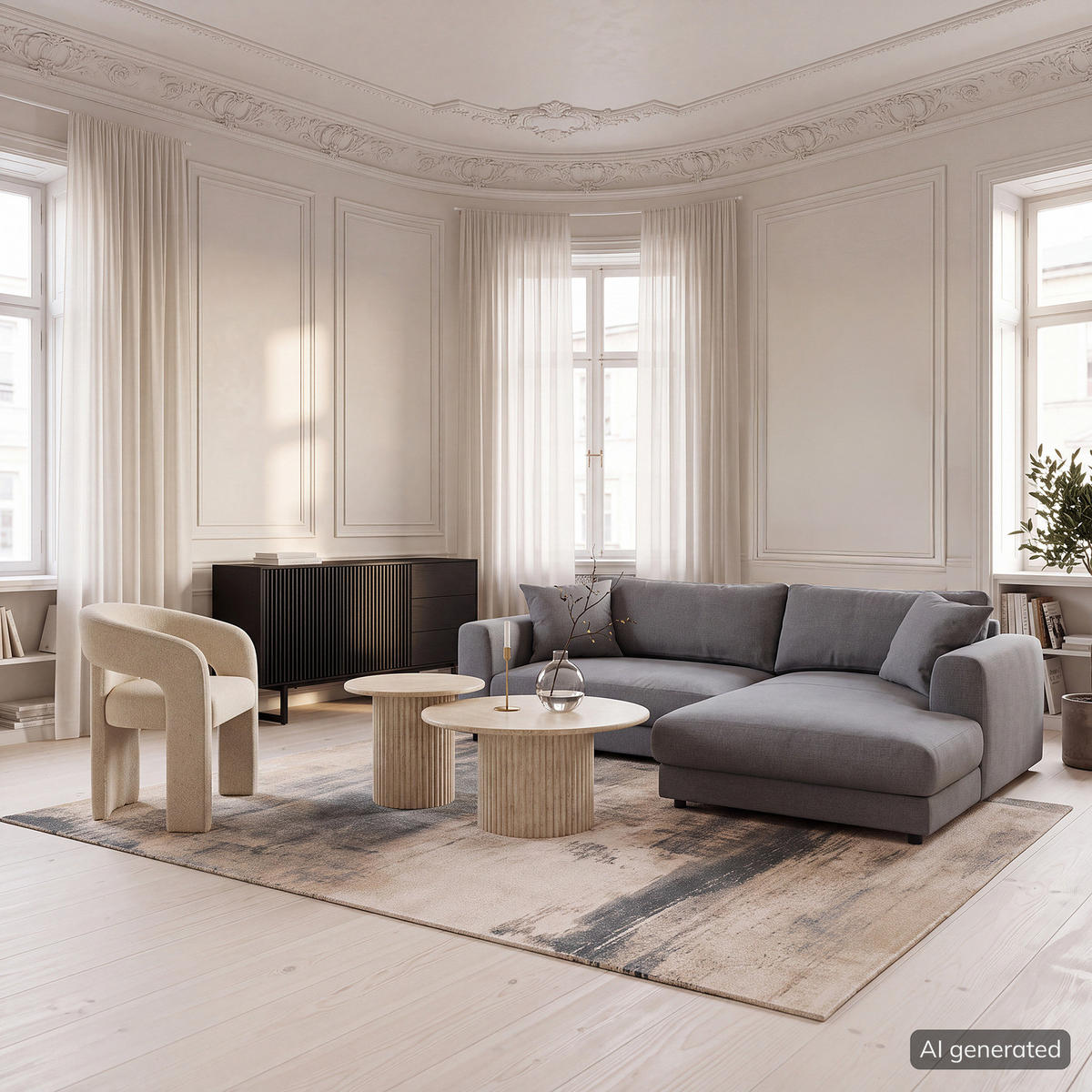 ECKSOFA mit Longchair - Schwarz/Grau, Holz/Kunststoff (238/183cm) - home24