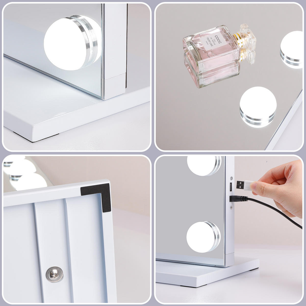 SCHMINKSPIEGEL mit LED-Beleuchtung weiß 100/80 cm - Weiß, Metall (100/80/15cm) - VANITII