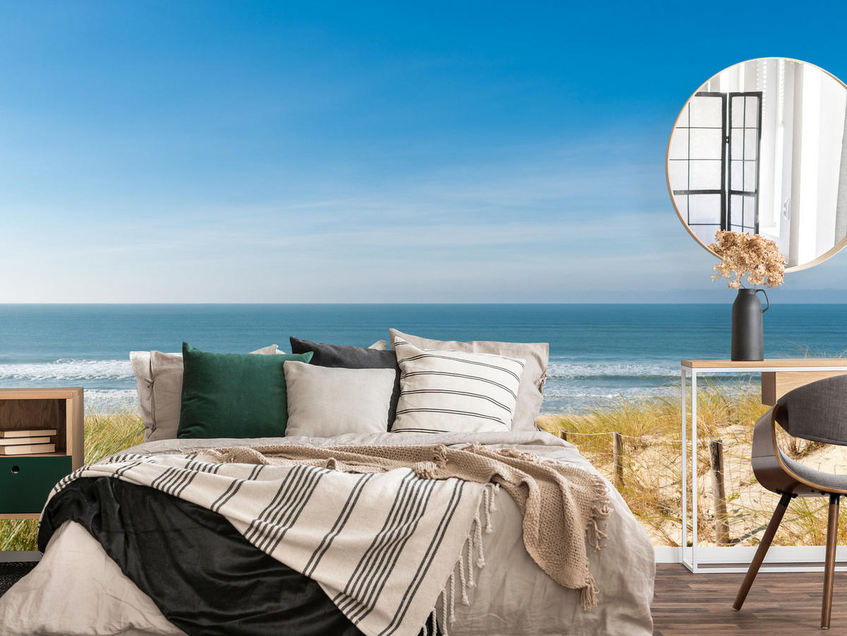 FOTOTAPETE Strand Meer Landschaft 3D 250x175 - Blau/Beige, Papier (250/175cm) - Muralo