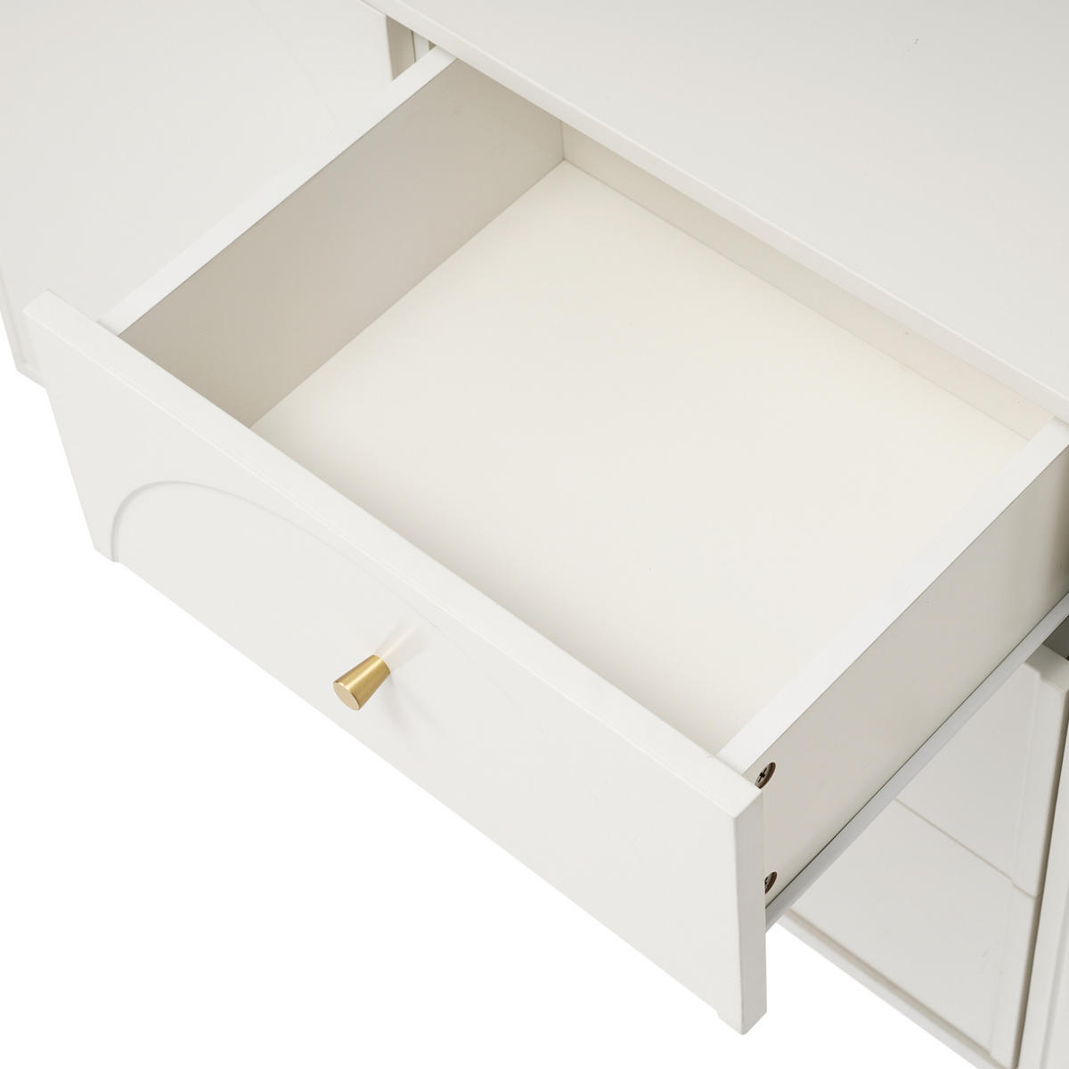KOMMODE aus Spanplatte 140x40x84 cm Creme-Weiß mit 3 Schubladen und verstellbaren Fachböden - Weiß, Holzwerkstoff (40/84/140cm) - IVMEU