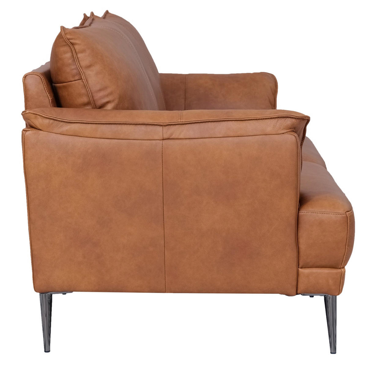 DREISITZER-SOFA Echtleder Braun - Schwarz/Braun, Leder/Metall (195/88/90cm) - Furnhouse