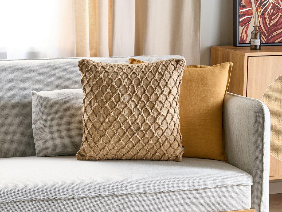 DEKOKISSEN Beige 45/45 cm Collomia - Beige, Textil (45/45/10cm) - Beliani