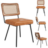 ESSZIMMERSTUHL 4-Tlg Kunstleder Rattan, Ergonomisch Retro - Braun, Metall (66/45/70.5cm) - FLIEKS