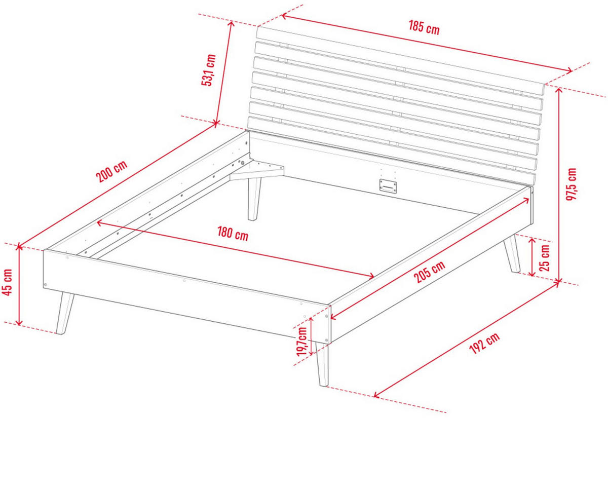 BETT NATURE - Eichefarben, Holzwerkstoff (213/185/95cm) - Vox Möbel