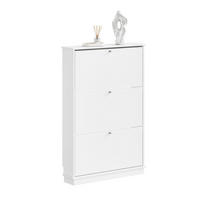 SCHUHSCHRANK schmal mit 3 Klappen, Weiß 76x18x113cm - Weiß, Holzwerkstoff (18/113/76cm) - SoBuy