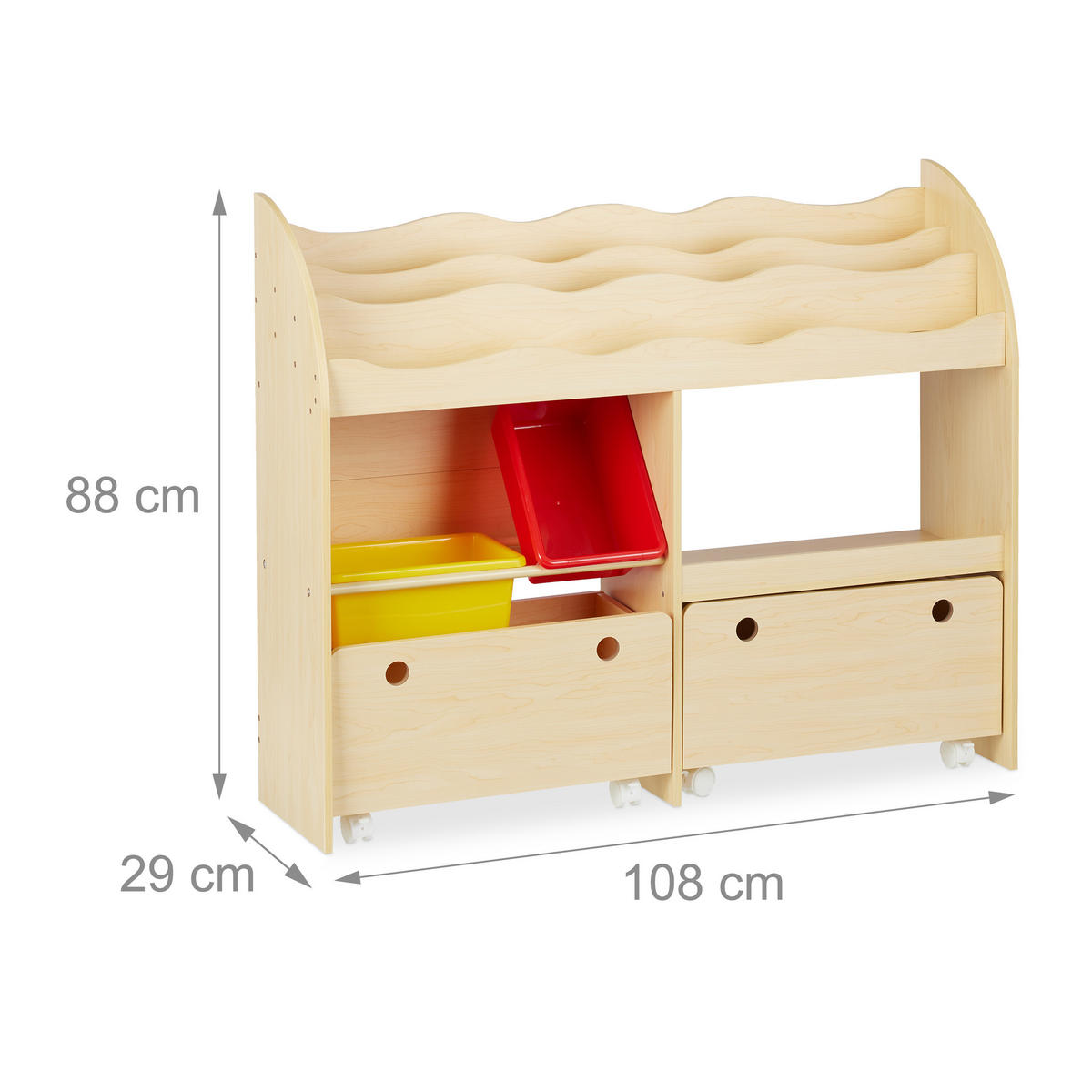 KINDERREGAL Spielzeug - Hellbraun, Holzwerkstoff/Kunststoff (108/88/29cm) - Relaxdays