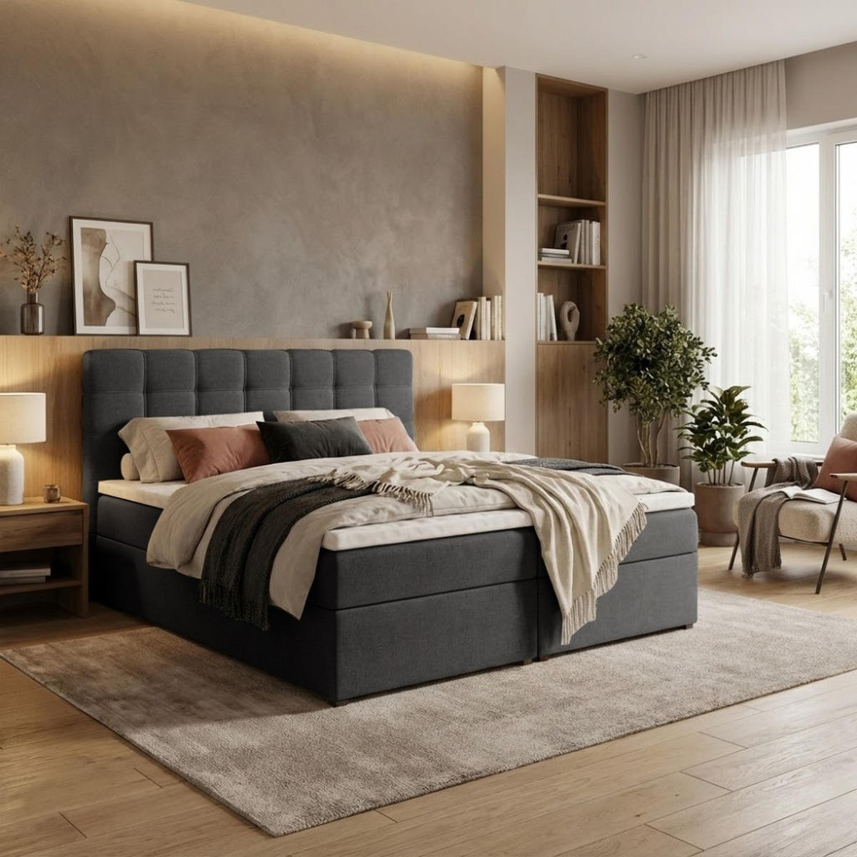 POLSTERBETT Topiq 144/203/103 schwarz - Schwarz, Holzwerkstoff/Textil (140/200cm) - Beautysofa